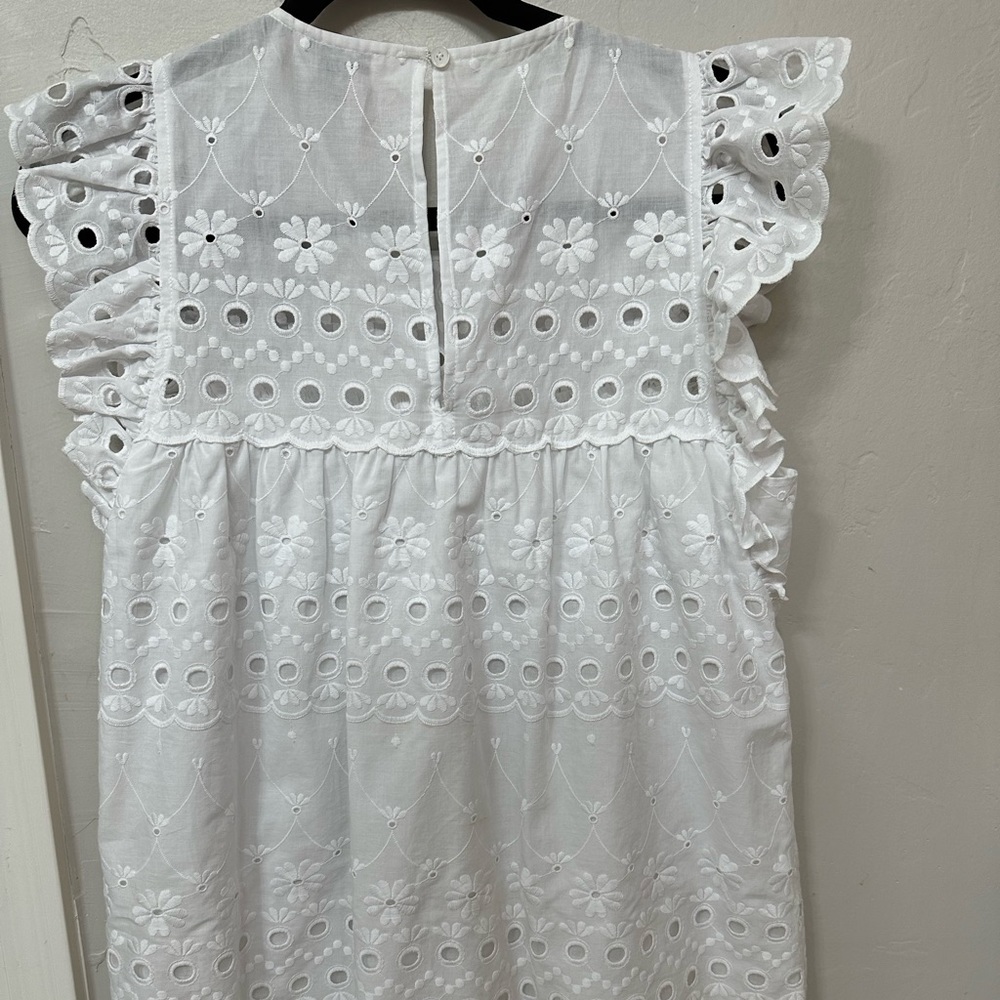 Kate Spade White Eyelet Ruffle Blouse - Picture 2 of 4